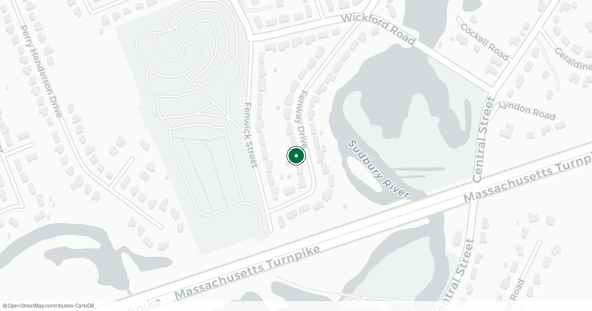 Map showing location of 10 FENWAY DR, FRAMINGHAM, MA 01701