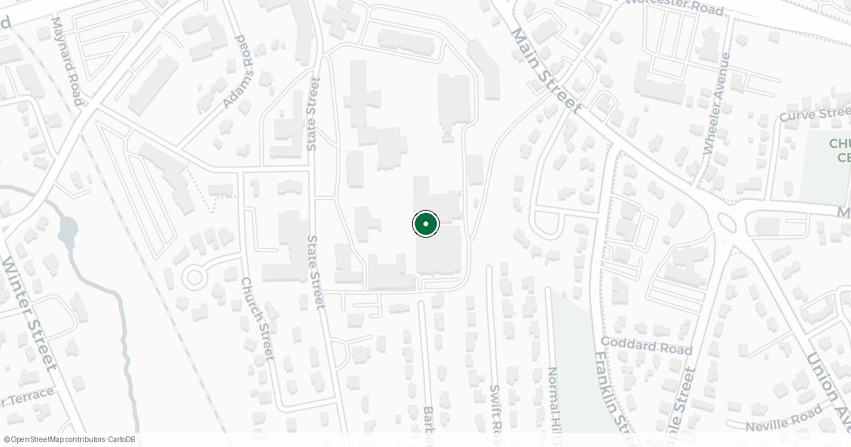 Map showing location of 100 STATE ST, FRAMINGHAM, MA 01702